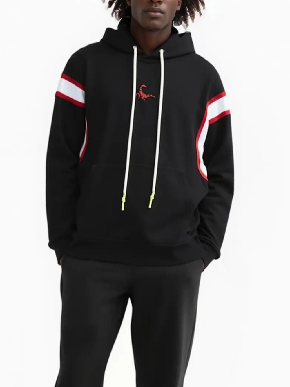 🖤 Men’s Reflective Tape Utility Cargo Hoodie – Black – Konus